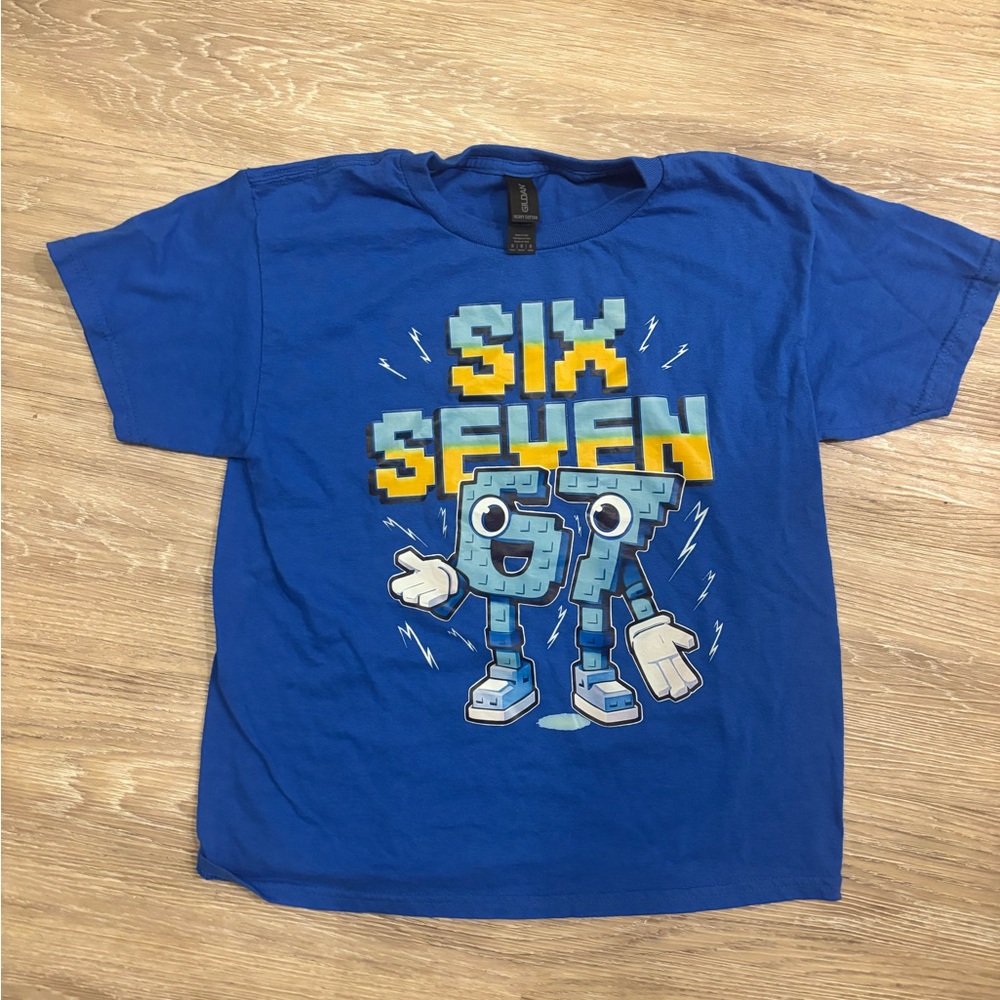 Blue Graphic Kids Shirt ROBLOX 6-7 BRAIN ROT